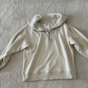 aerie Cream Half-Zip Funnel Neck Sweater